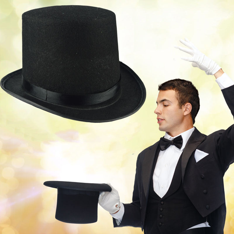 Black Magician Gentleman Top Hat – Classic Performer's Hat for Magic Shows & Cosplay