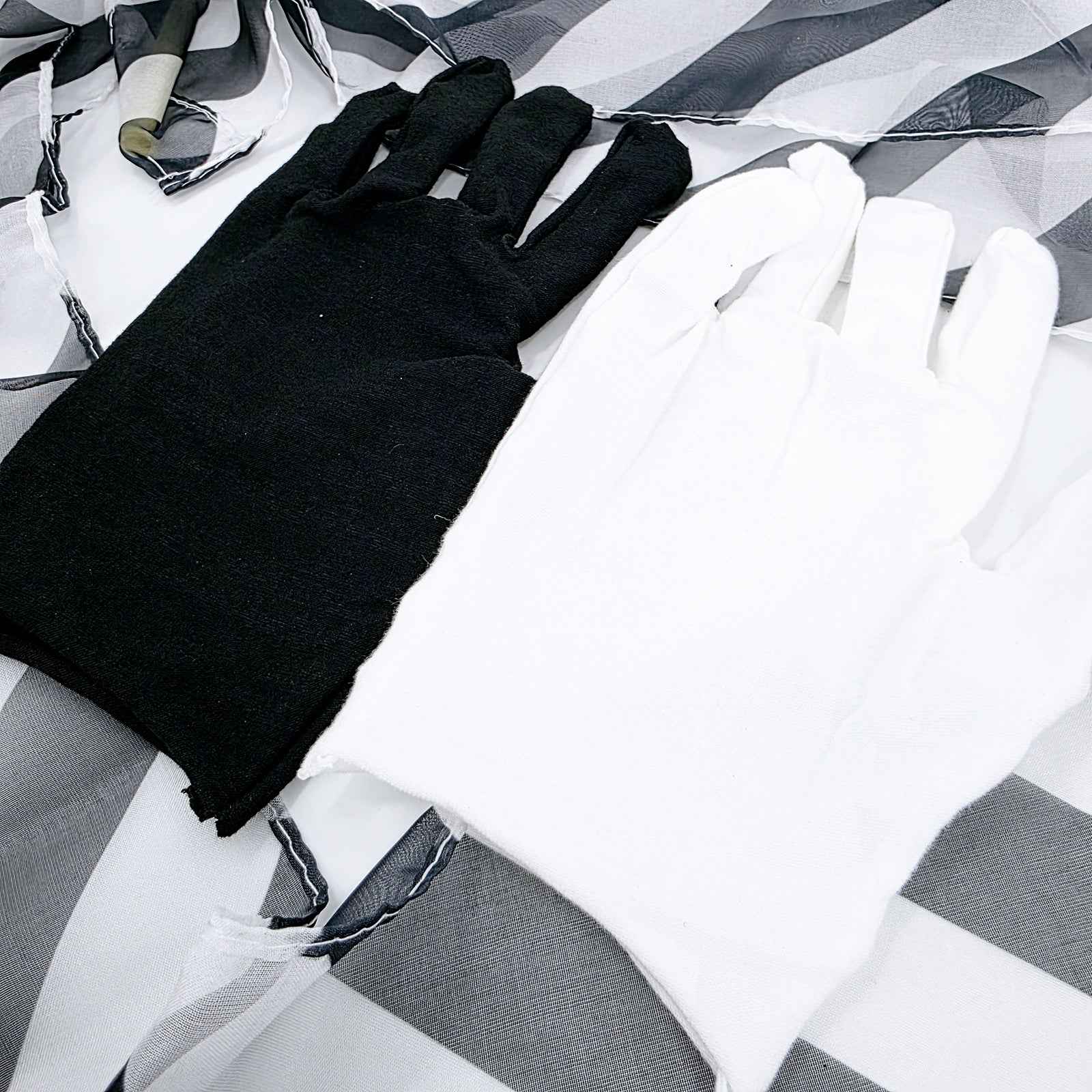 Black And White Gloves to Scarf, Stage Magic Trick Props, for Holiday Party Talent Show, 110.24inch Long Scarf, with Color Box Deluxe
