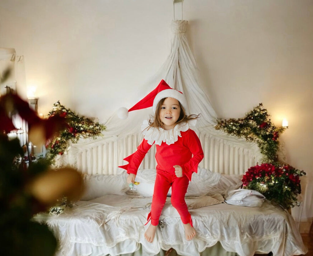 Red Holiday Elf Costume, Santa Costume by Band of the Wild