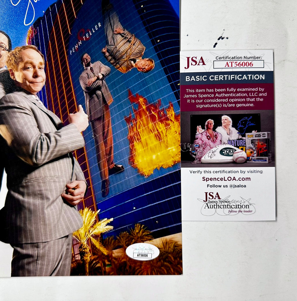 Penn & Teller Signed Entertainer Comedy Vegas Magician 8x10 Photo With JSA COA
