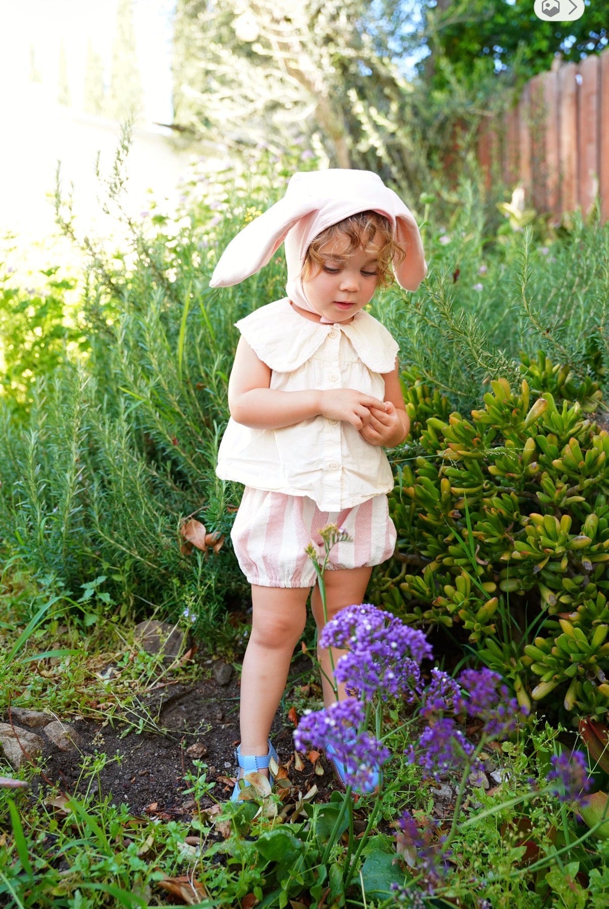 Pink Bunny Bonnet and Bunny Tail Set by Band of the Wild
