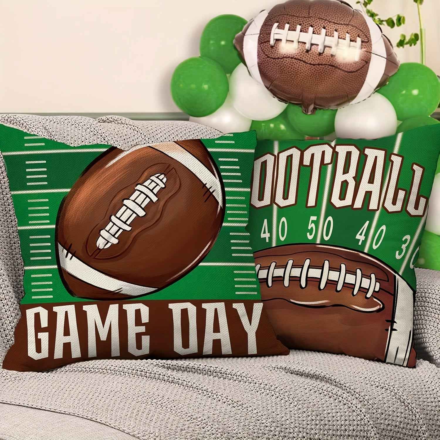 Game Day Ready: 4-Piece Football Decorative Throw Pillow Covers for Home and Porch Décor