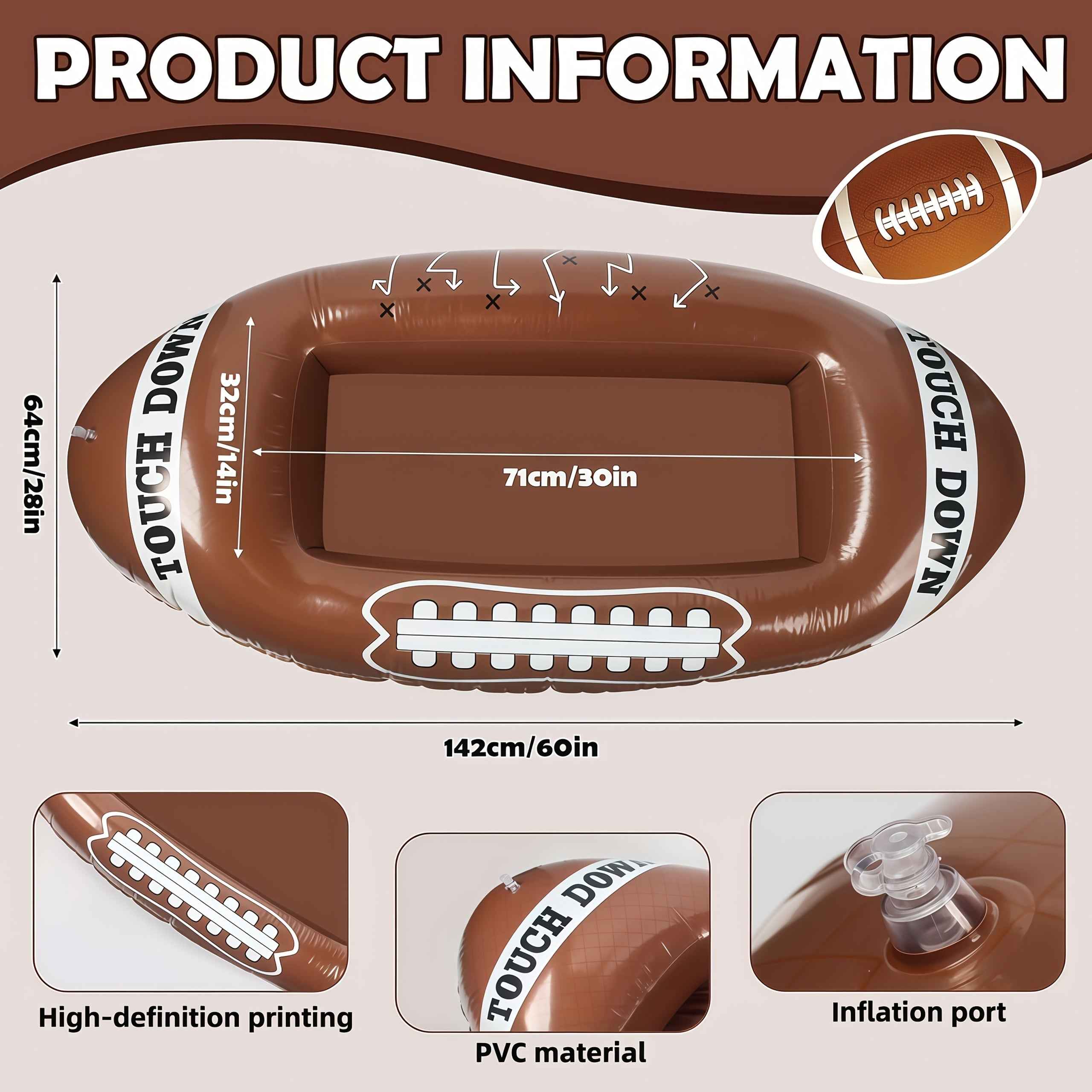 Inflatable Yard Decorations, Outdoor Festival Inflatable Decorations, 55.91inch X 25.2inch PVC Rugby Decorations - Perfect for Football Parties, Birthdays, Lawn And Beach Gatherings