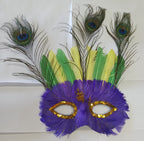 Multi Color Feather Eye Mask with Sequins by HalloweenStore.com
