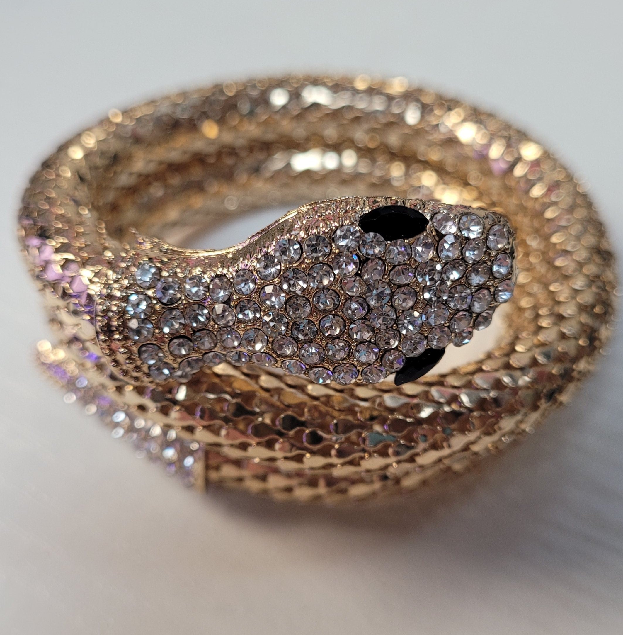 Egyptian Cobra Cleopatra Coil Costume Bracelet Gold Snake with Diamond Head and Tail by HalloweenStore.com