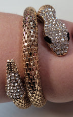Egyptian Cobra Cleopatra Coil Costume Bracelet Gold Snake with Diamond Head and Tail by HalloweenStore.com
