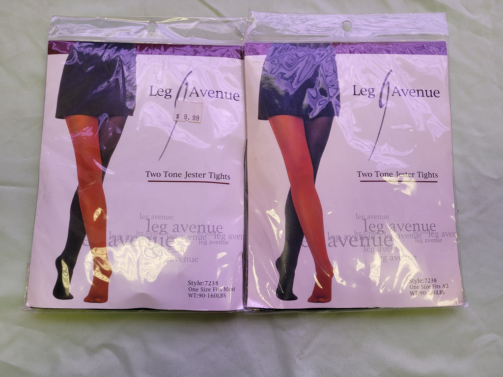 Two Tone Jester Tights Adult One Size Leg Avenue by HalloweenStore.com