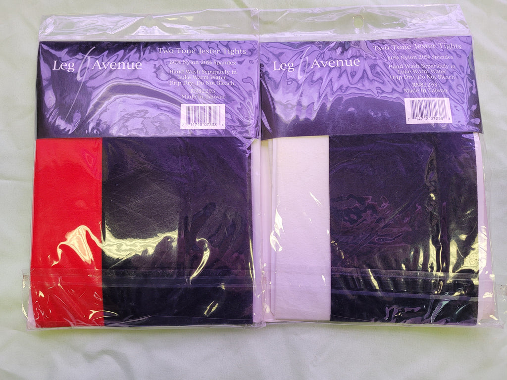 Two Tone Jester Tights Adult One Size Leg Avenue by HalloweenStore.com