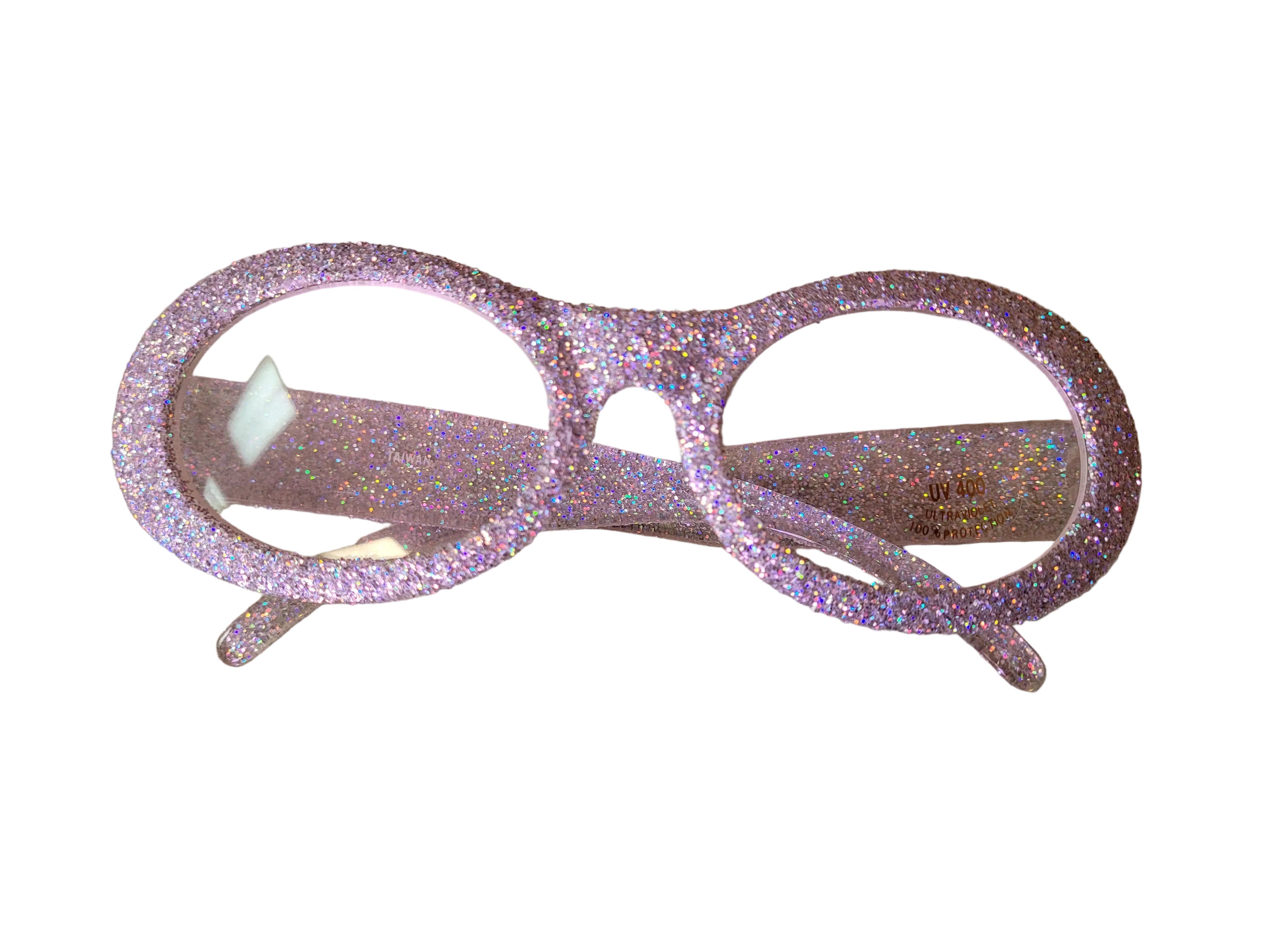 Silver Sparkle Glitter Glasses with Clear Lens by HalloweenStore.com