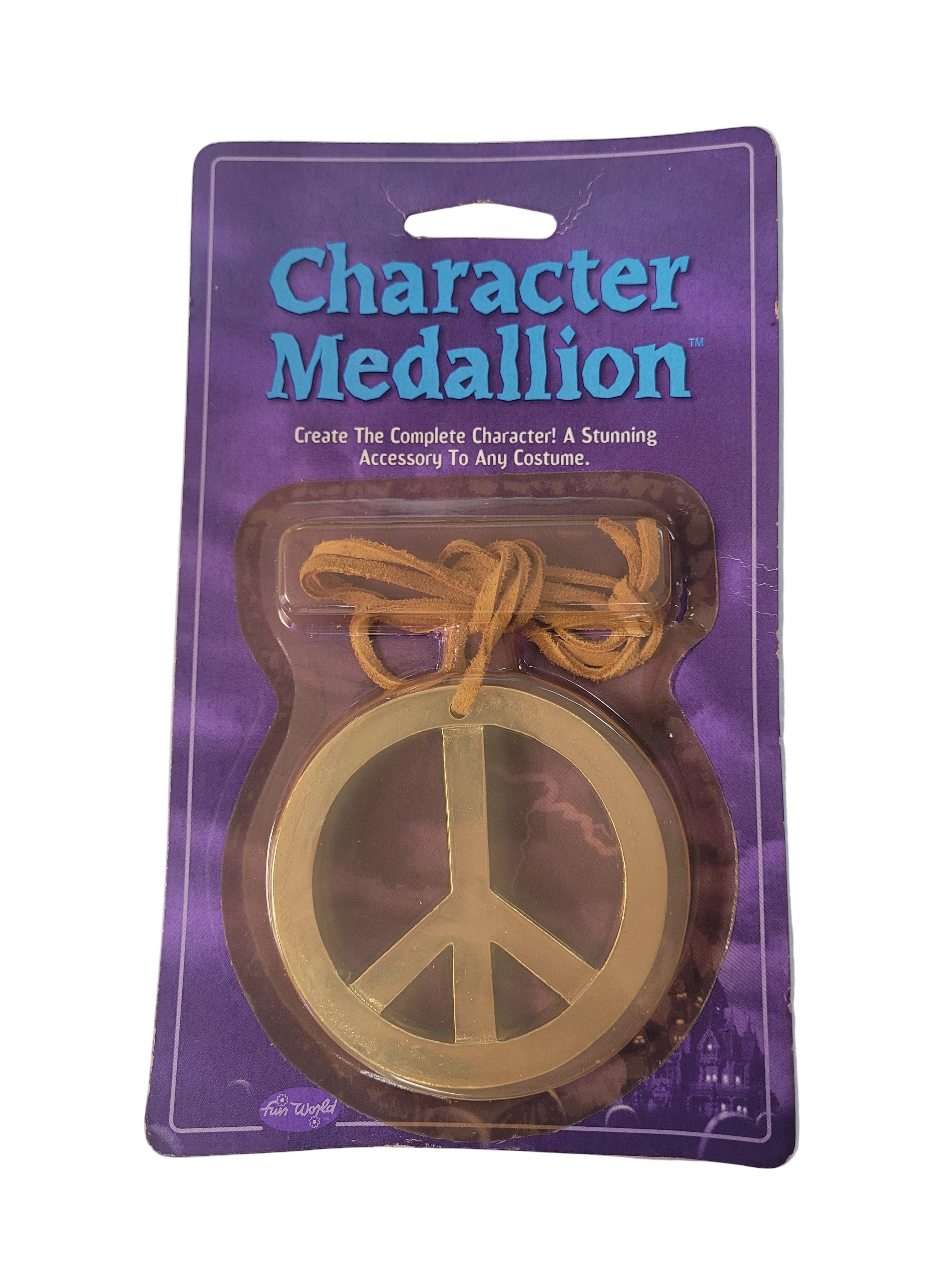 Character Medallion Gold Peace Sign Necklace by HalloweenStore.com