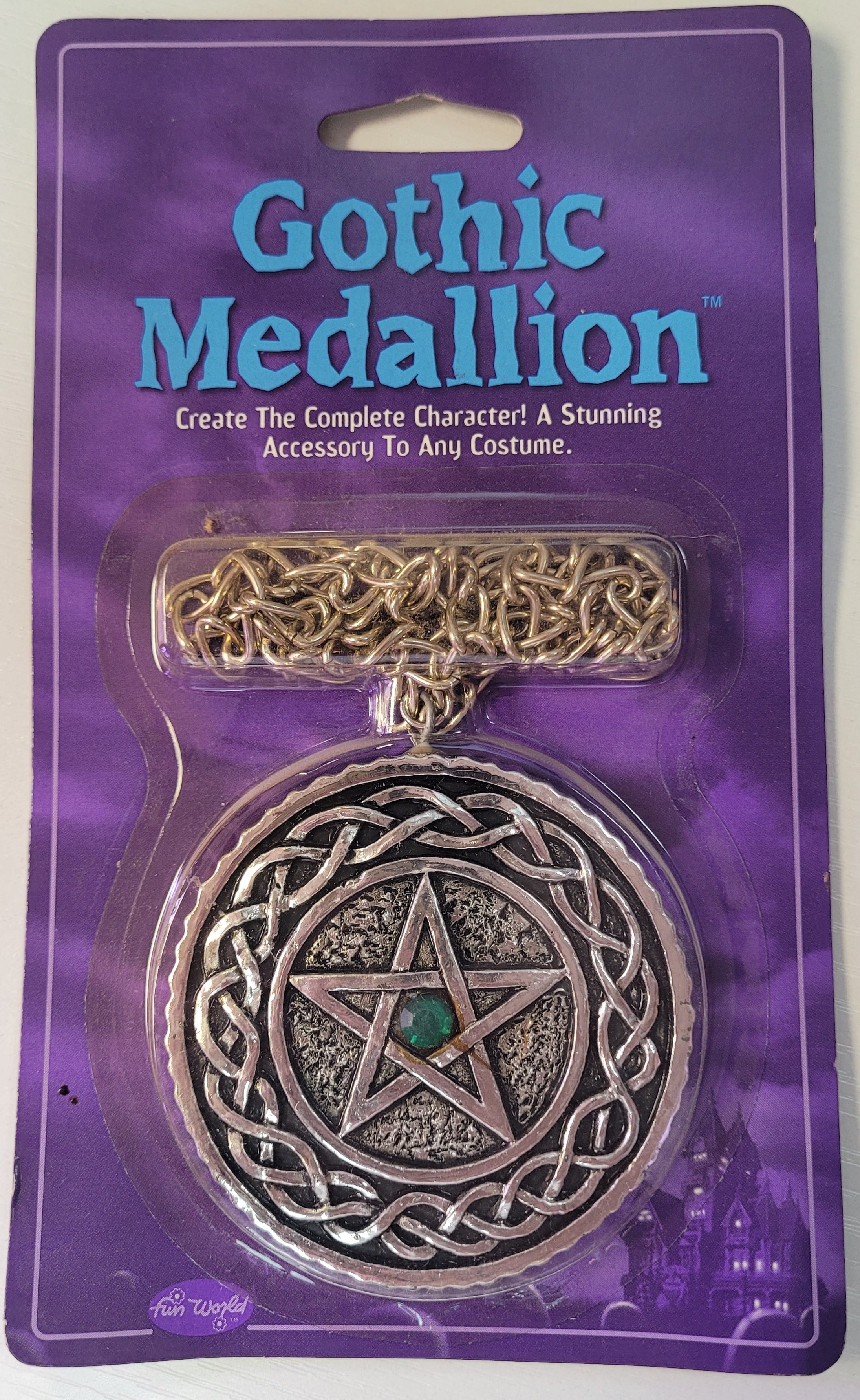 Gothic Medallion Star Pentagram Green Gem Accessory by HalloweenStore.com