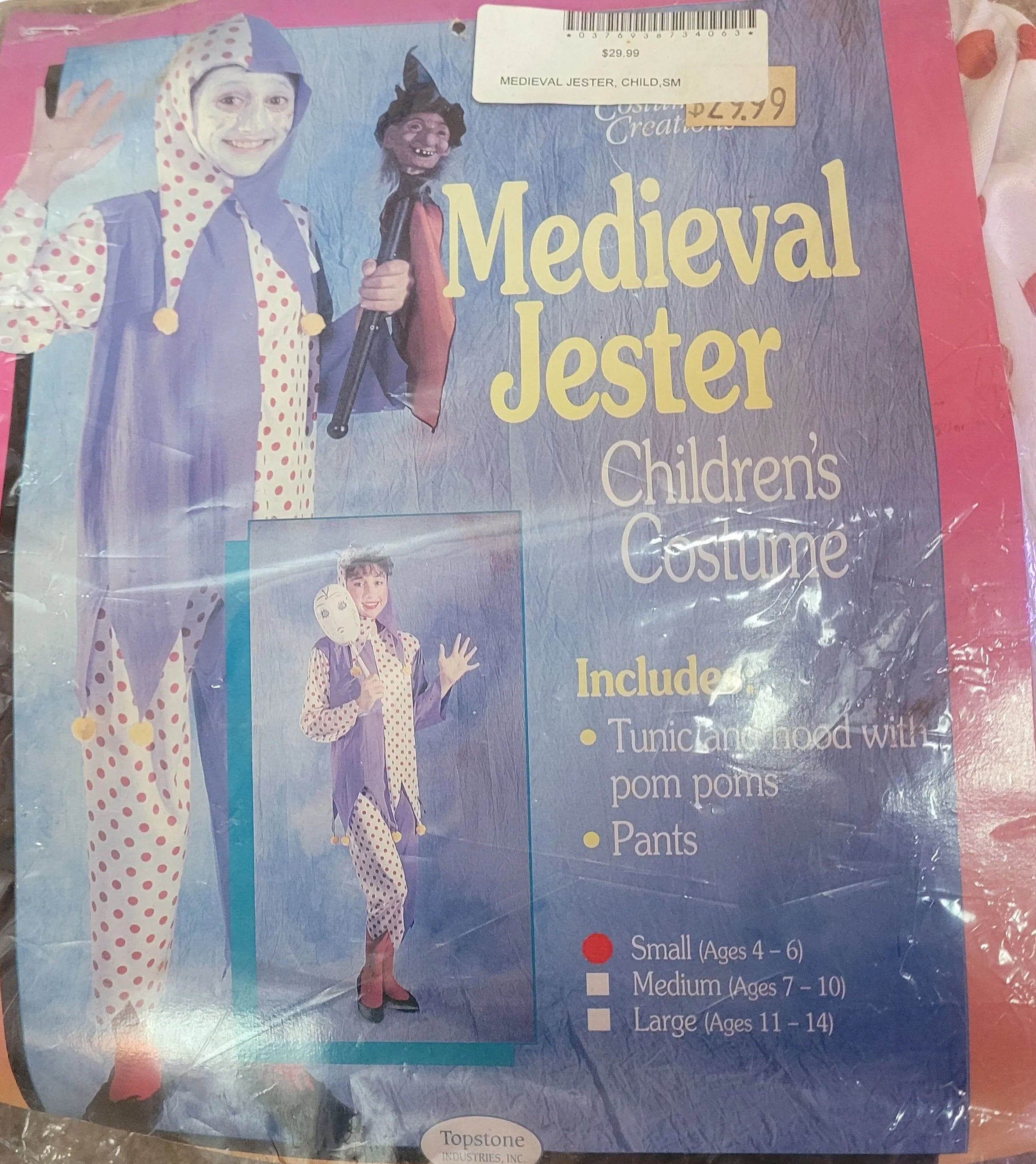 Vintage Medieval Jester Child Costume Small by HalloweenStore.com