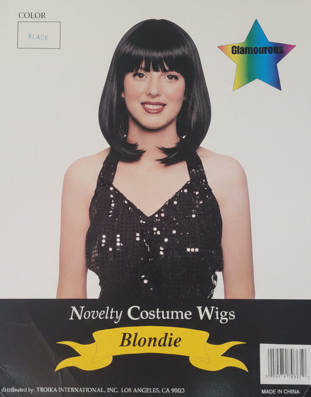 Glamourous Black Shoulder Length With Bangs Costume Wig by HalloweenStore.com