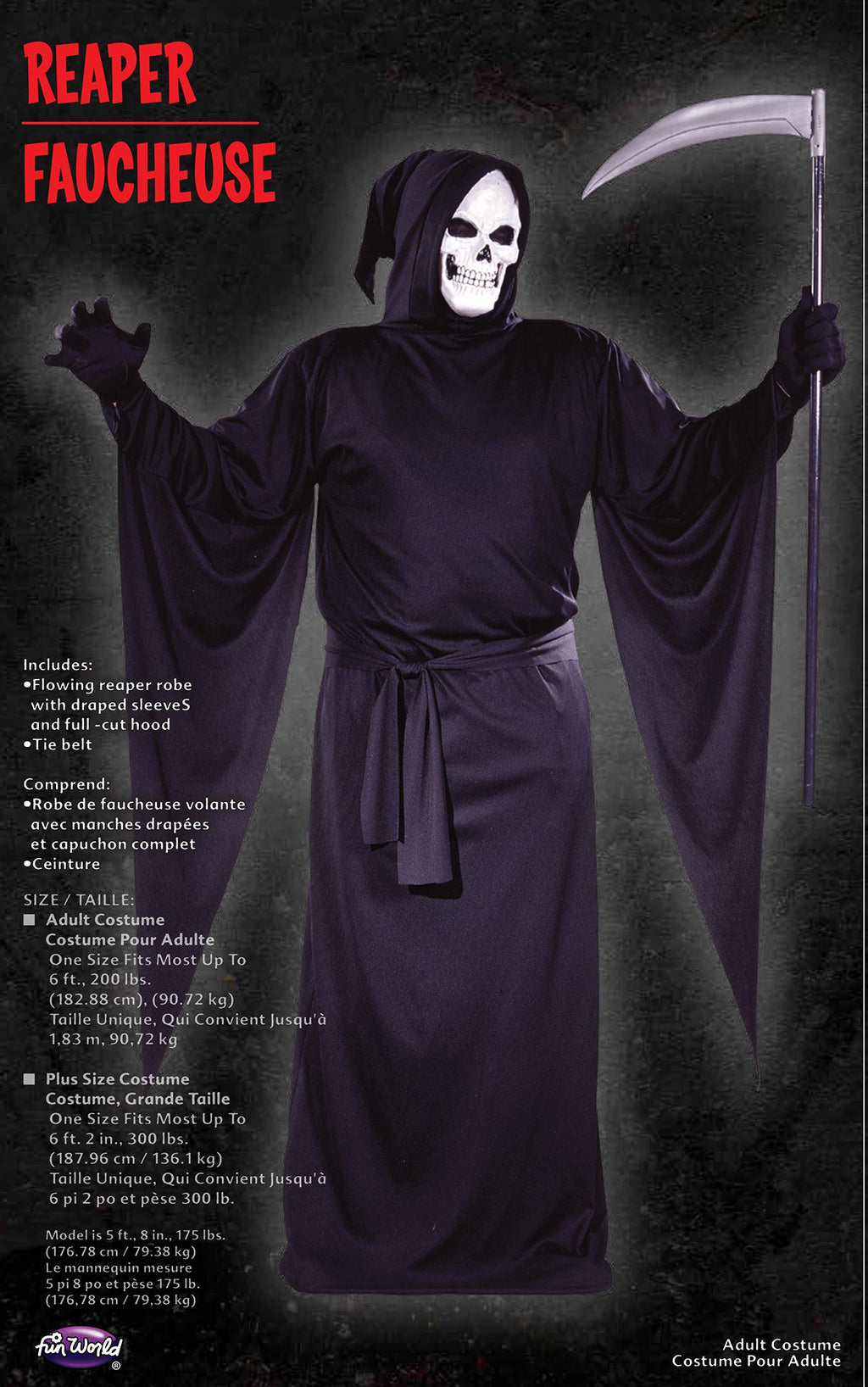Grim Reaper Black Robe Plus Size Adult Costume XXL by HalloweenStore.com