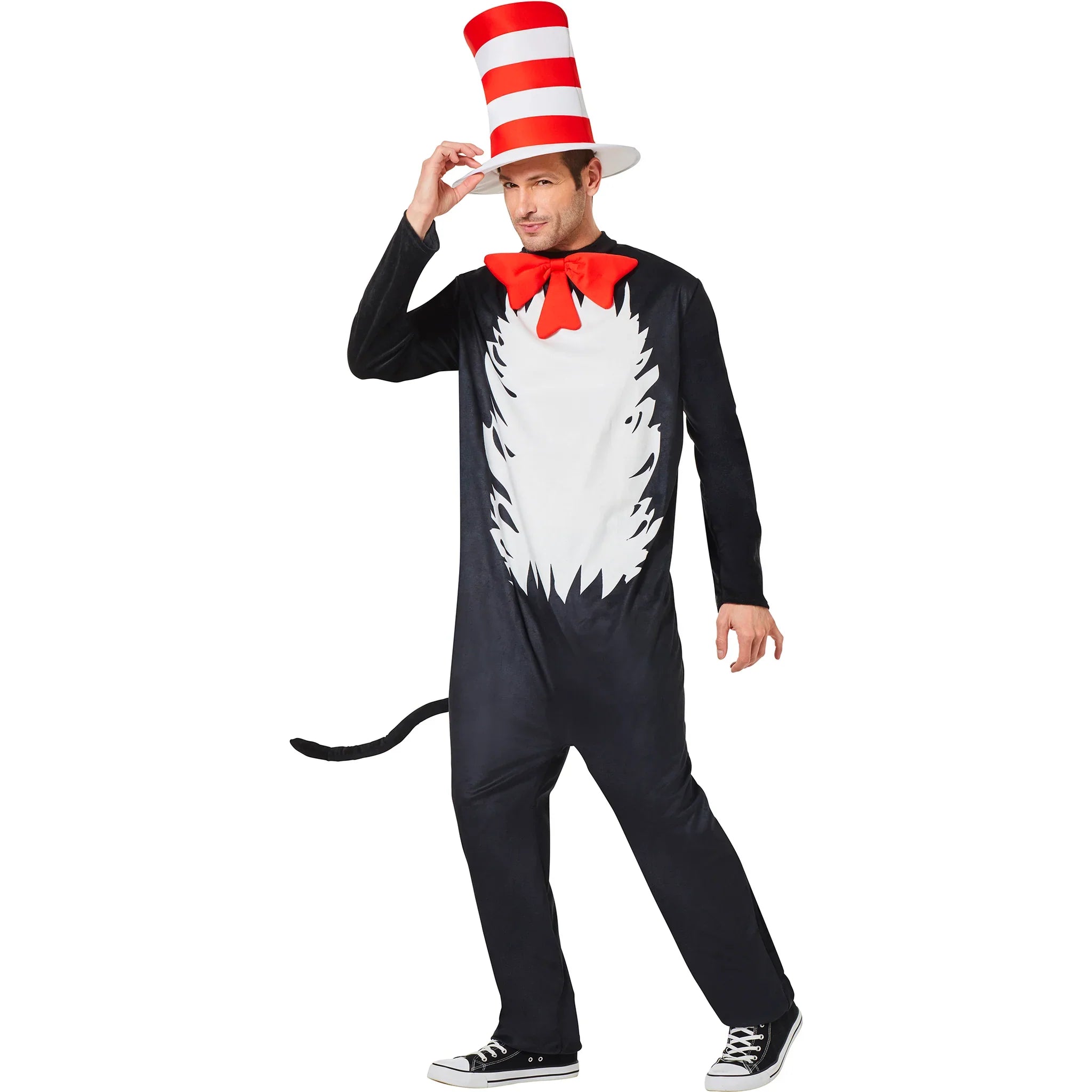 Adult Dr. Seuss The Cat In The Hat Costume Jumpsuit by HalloweenStore.com