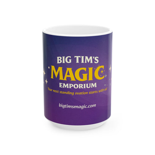 Ceramic Mug — 'Big Tim's Vagmag Emporium' Retro Purple Coffee Cup by Printify