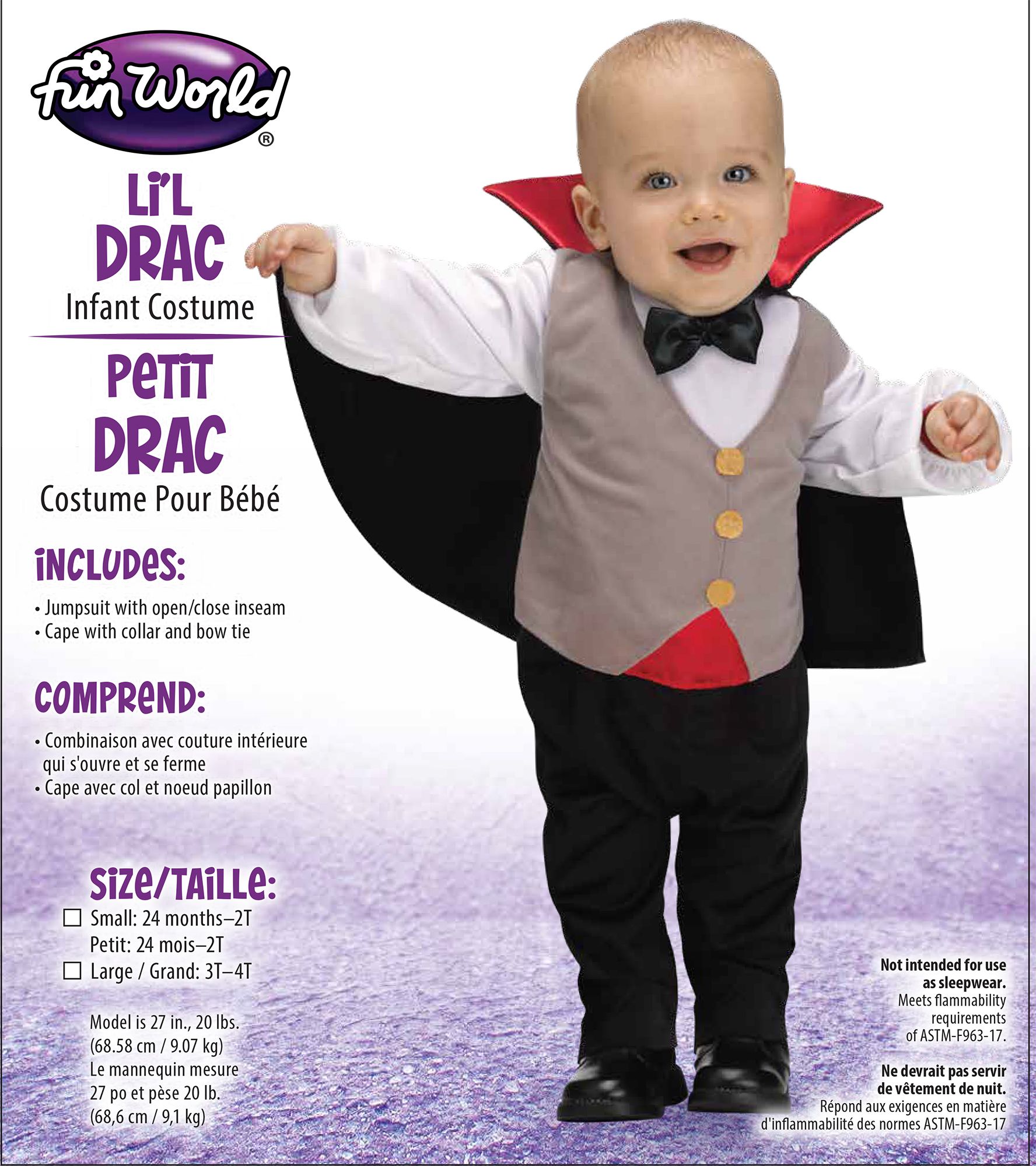 Baby Drac Little Dracula Vampire Infant Costume 6-12 Months by HalloweenStore.com