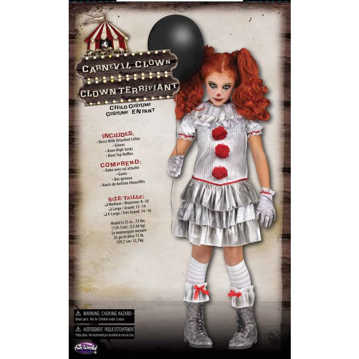 Carnevil Clown Pennywise Girls Costume by HalloweenStore.com