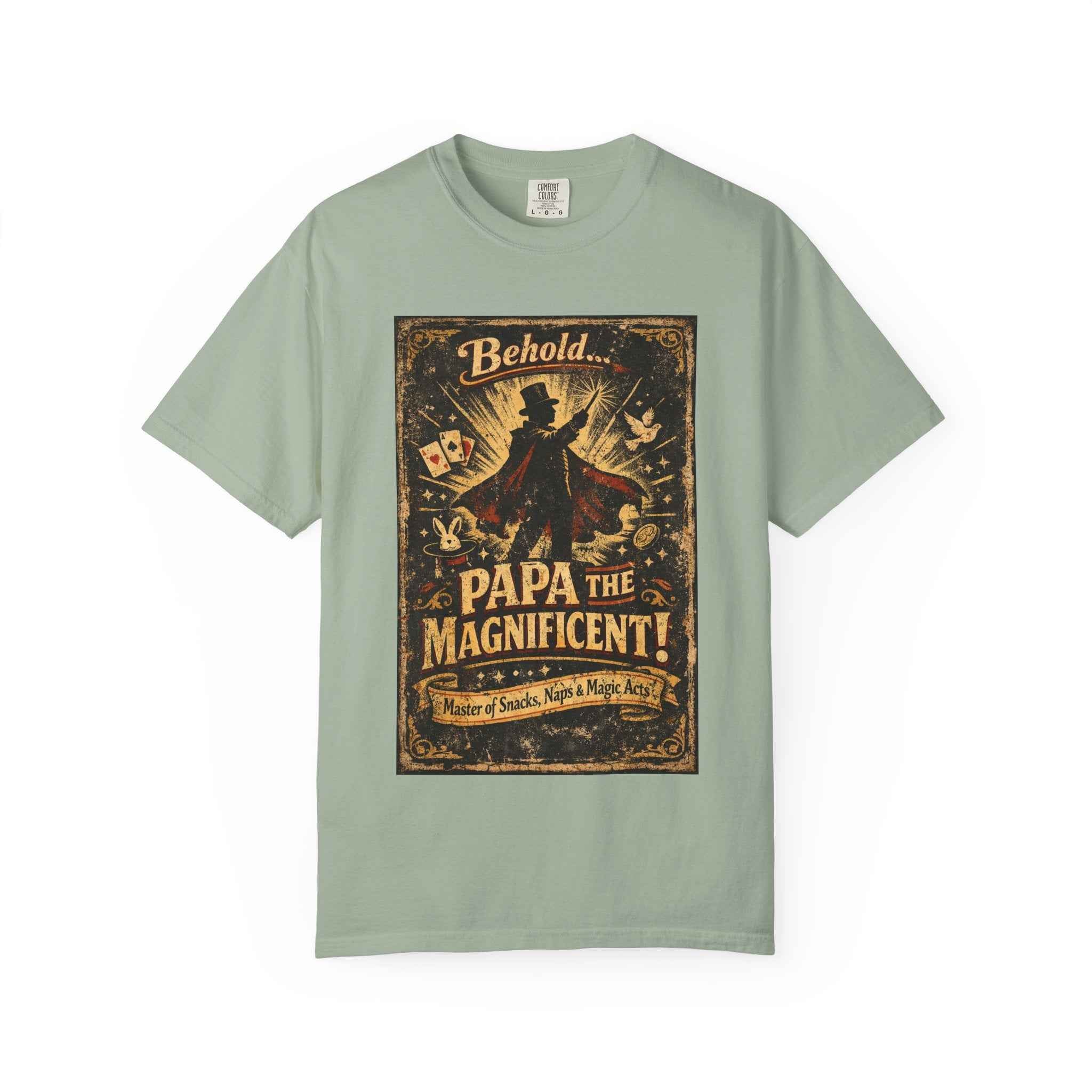 Papa the Magnificent T-Shirt — Vintage Magician Poster Tee for Dads