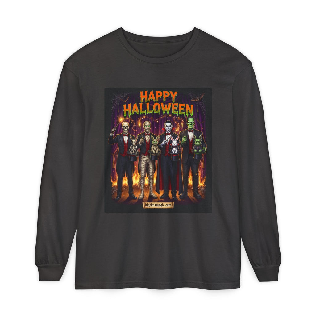 Halloween Monsters Long Sleeve T-Shirt — "Happy Halloween" Graphic by Printify