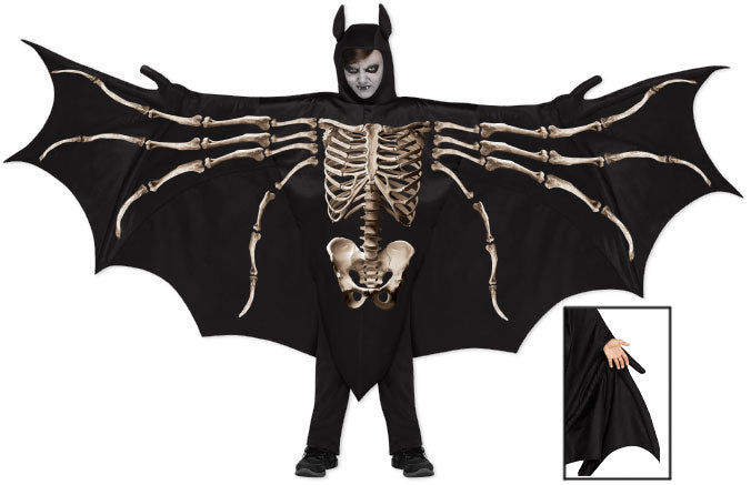 Wicked Winged Bat Skeleton Wing Cape Boys Costume by HalloweenStore.com