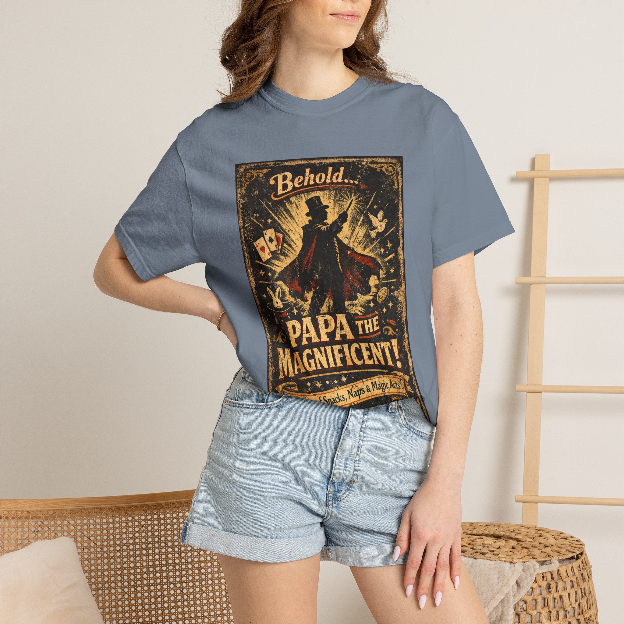 Papa the Magnificent T-Shirt — Vintage Magician Poster Tee for Dads