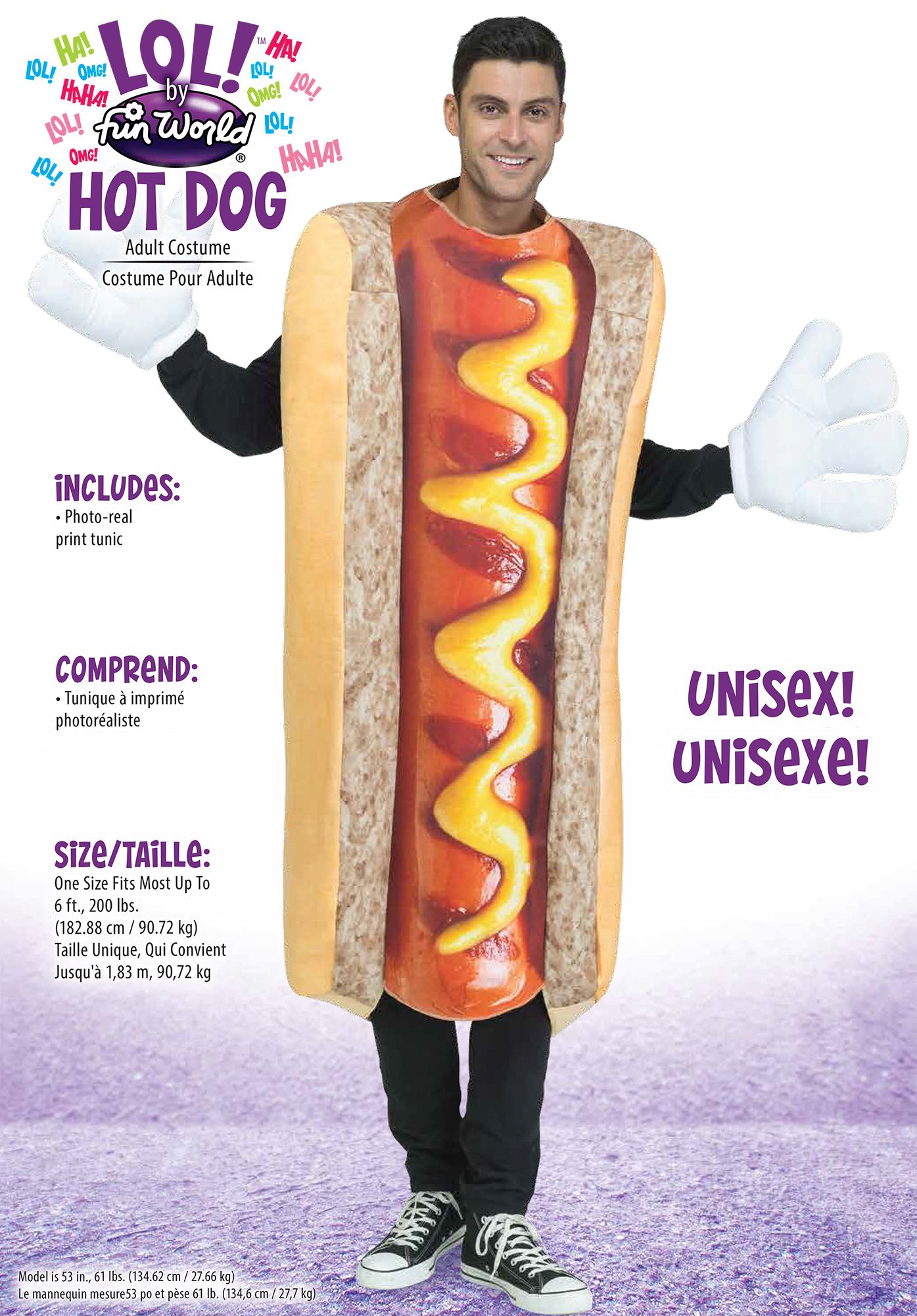 Photoreal Adult Hot Dog Costume Tunic Standard by HalloweenStore.com