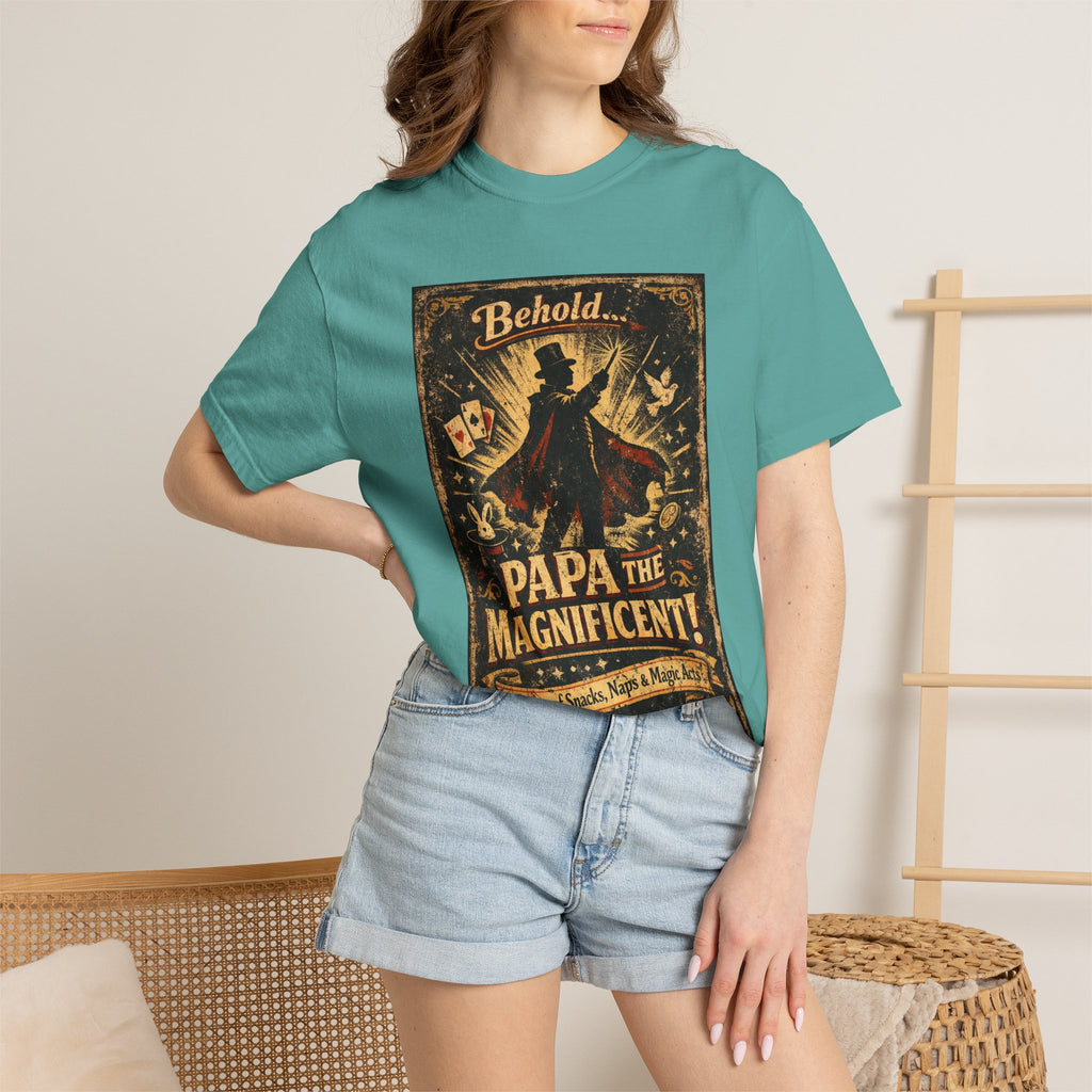 Papa the Magnificent T-Shirt — Vintage Magician Poster Tee for Dads