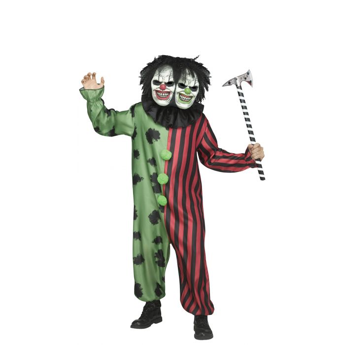 Creepy Two Headed Clown Adult Costume by HalloweenStore.com