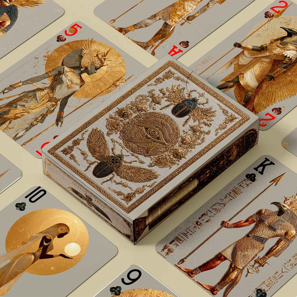 Ancient Egyptian Themed Playing Cards Incorporate Classic Elements Such as Pyramids, Pharaohs, and Scarabs to Restore the Mysterious Atmosphere of Ancient Egypt. Each Design Is Unique and Suitable for Theme Board Games and History Enthusiasts