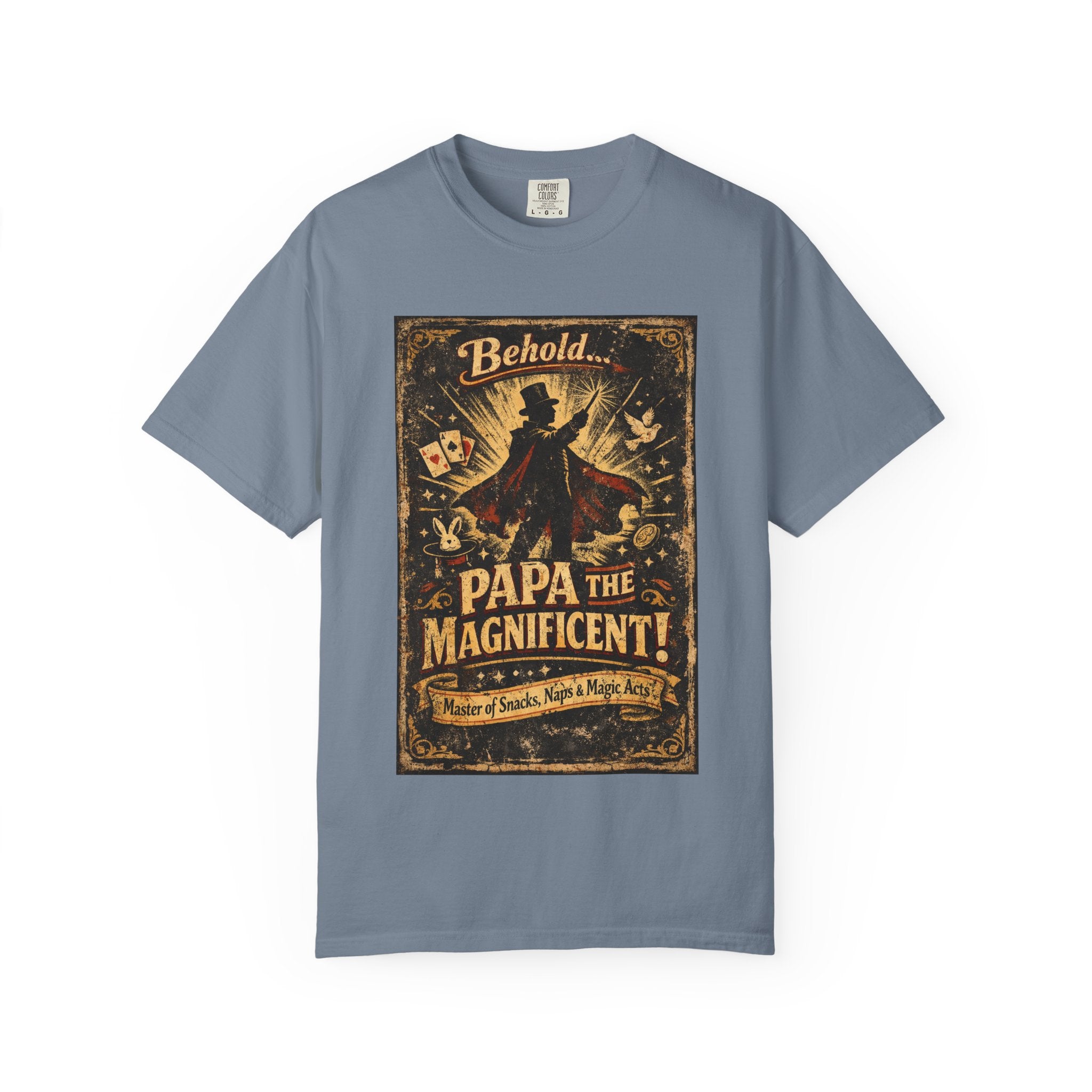 Papa the Magnificent T-Shirt — Vintage Magician Poster Tee for Dads