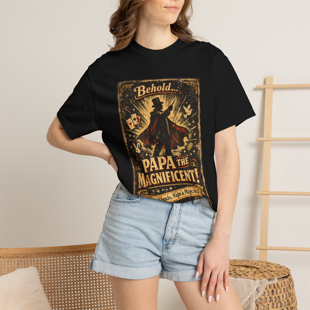 Papa the Magnificent T-Shirt — Vintage Magician Poster Tee for Dads