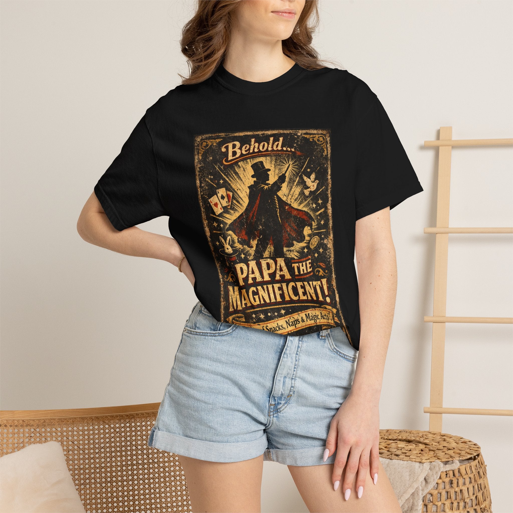 Papa the Magnificent T-Shirt — Vintage Magician Poster Tee for Dads