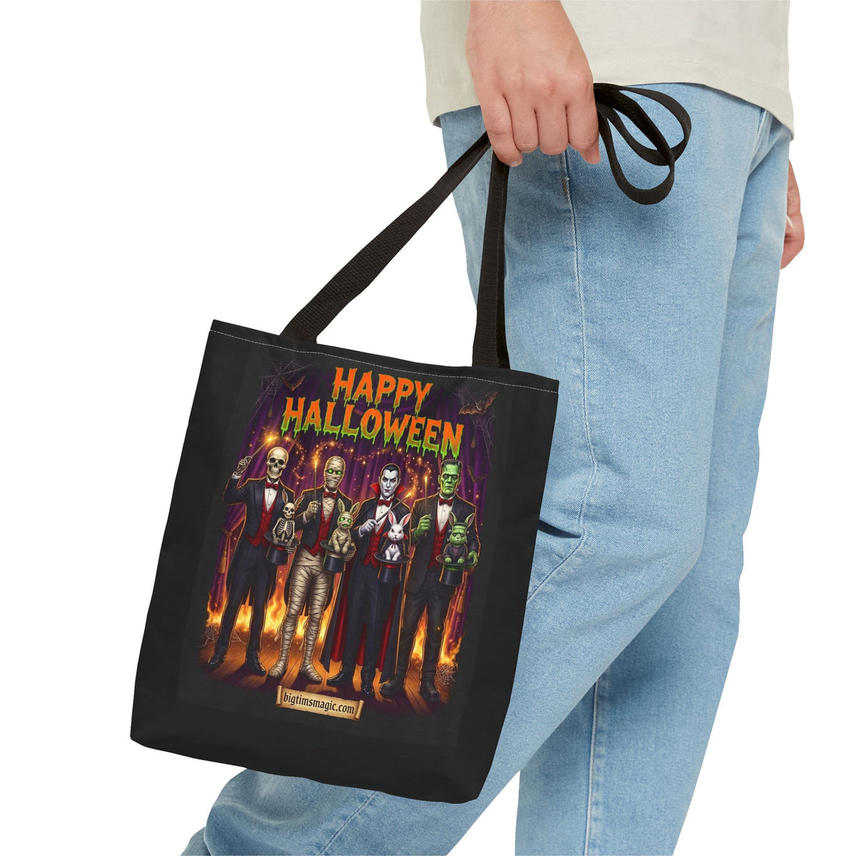 Halloween Vampire Tote Bag — Gothic Dracula Trick Canvas Tote by Printify
