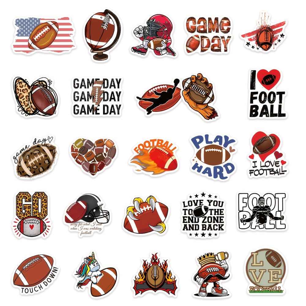 50pcs American Football Sticker Set - Perfect Sports Fan Decals for Laptops, Skateboards, and More!
