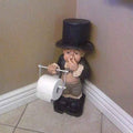Charming Ceramic Toilet Butler Ornament - Humorous Toilet Paper Holder, Self-Adhesive Wall Hanging Design, Home Decor Resin Ornament, Christmas or Halloween Gift Decoration