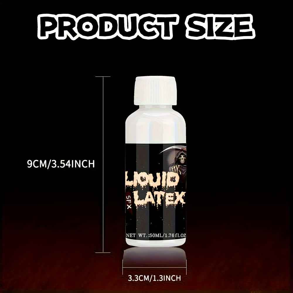 1.76fl.oz Liquid Latex for SFX Makeup - Clear White & Light Flesh Color Fake Blood, Liquid Latex for Halloween Costume, Zombie, Vampire & Monster FX, Wet Look (1.76fl.oz/50ml)