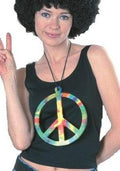 Big Peace Symbol 70s Hippie Make Love Not War Necklace by HalloweenStore.com