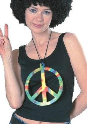 Big Peace Symbol 70s Hippie Make Love Not War Necklace by HalloweenStore.com