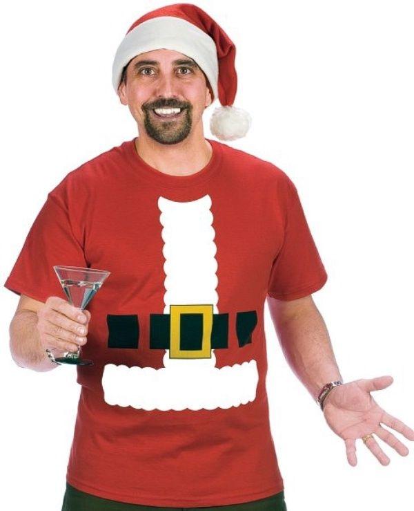 Santa Claus Funny Christmas Adult T-Shirt and Hat by HalloweenStore.com