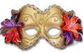 Gold Venetian Mask with Flowers Mardi Gras Masquerade by HalloweenStore.com