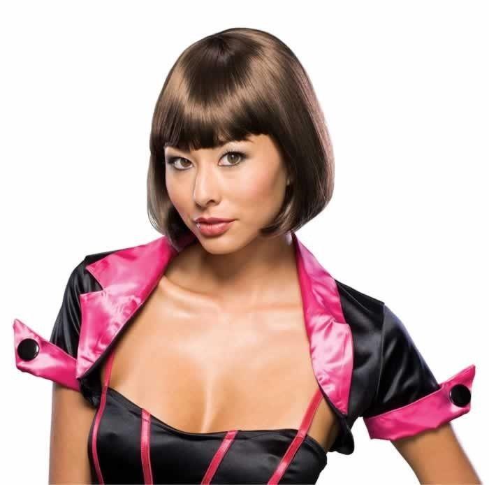Deluxe Quality Gabrielle Wig Short Brown Bob with Bangs by HalloweenStore.com