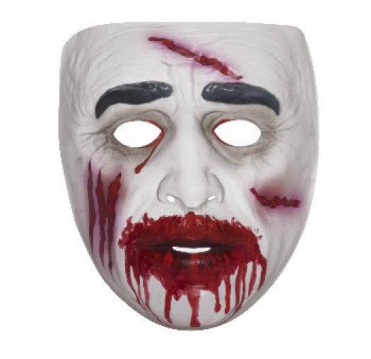 Transparent Zombie Bloody Male Adult Plastic Mask by HalloweenStore.com