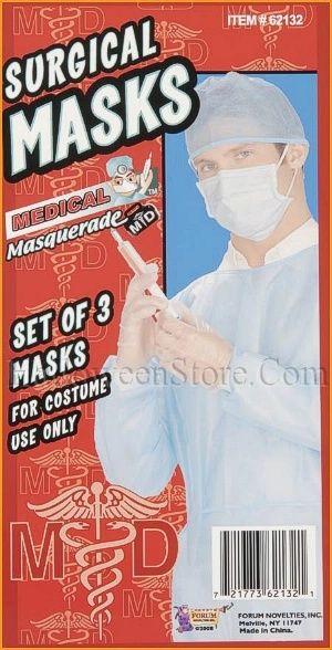 Doctor Surgical Mask Set of 3 by HalloweenStore.com
