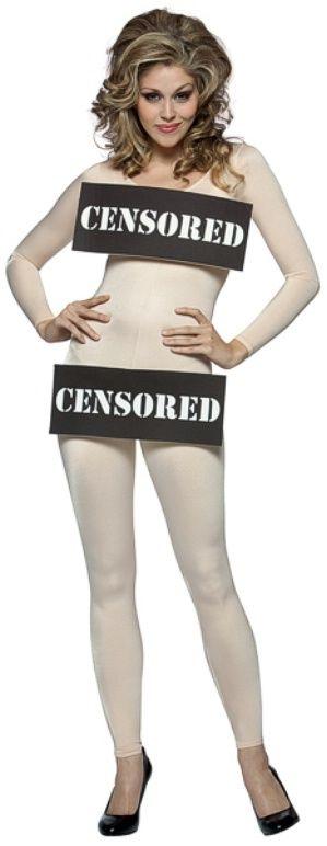 Censored Bar Women's Adult Nude Bodysuit Sexy Costume by HalloweenStore.com
