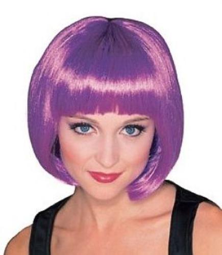 Purple Supermodel Short Bob Wig with Bangs by HalloweenStore.com