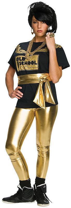 Gold Lame' Shiny Leggings 70's Disco or 80's Old School Costume Accessory by HalloweenStore.com