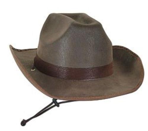 Deluxe Adult Brown Faux Leather Western Cowboy Hat by HalloweenStore.com