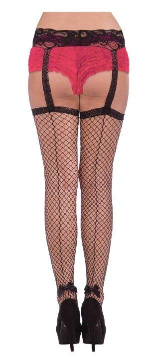 Burlesque Fishnet Stockings with Garter by HalloweenStore.com