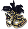 Fancy Black Feathered Venetian Adult Mask by HalloweenStore.com